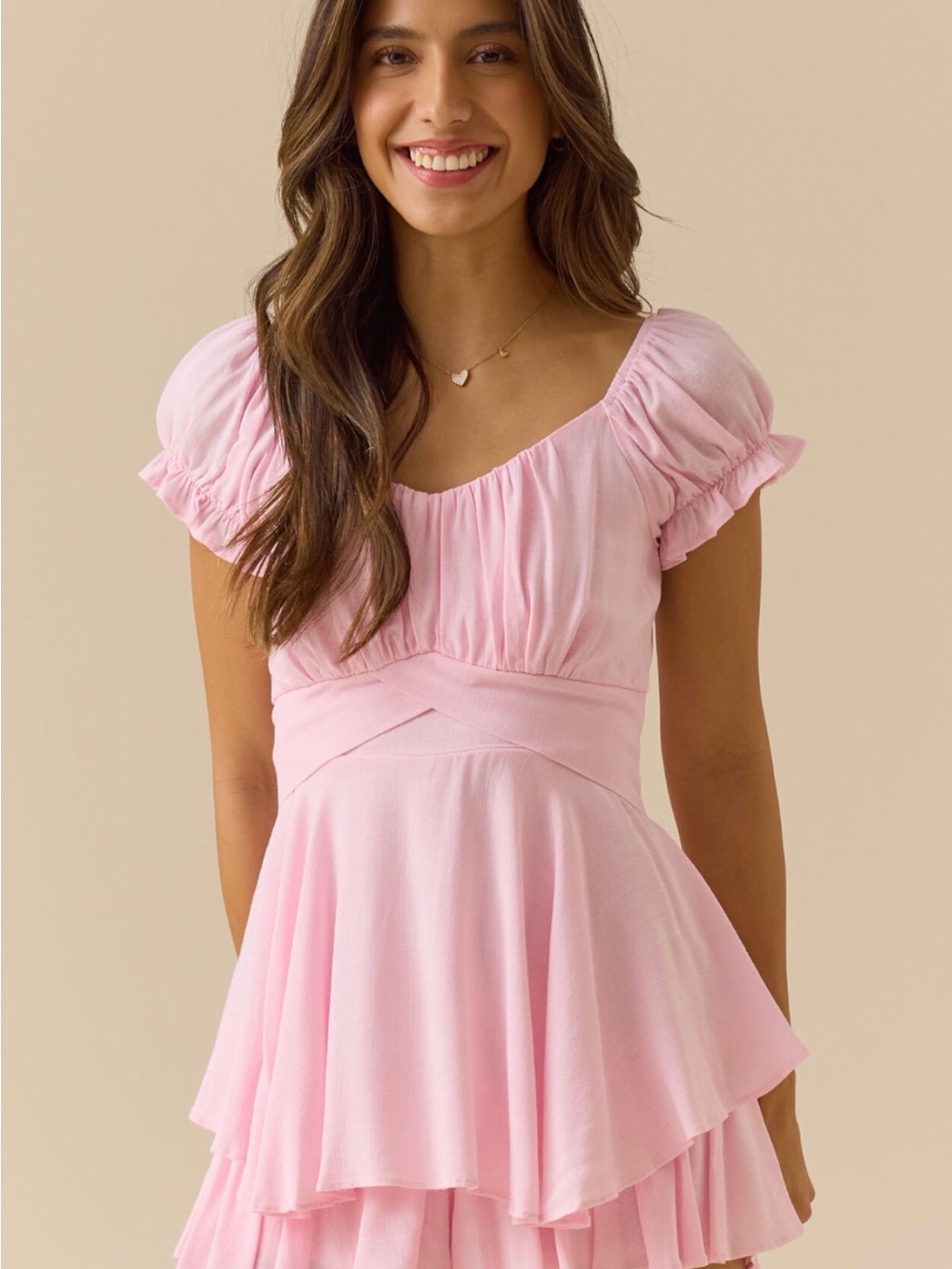 Altar’d State Pink Tie Back Romper, Size XS
